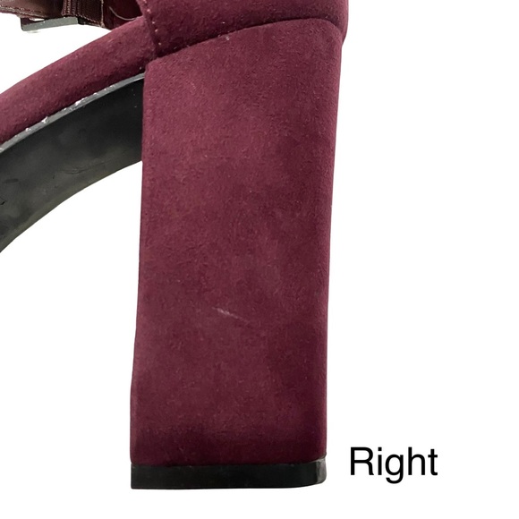 Hidden Platform Heels with Ankle Straps, Burgundy Ultra Suede, Bar III - Picture 14 of 16